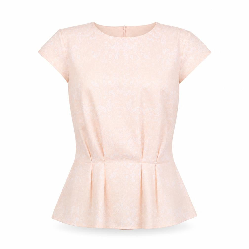 H&M Womens Pink Floral Blouse Size 8 Short Sleeve Tunic Top