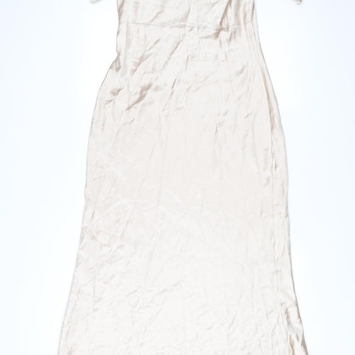 Stylecheat Women’s Beige Off Shoulder Slip Dress Size 12 Long