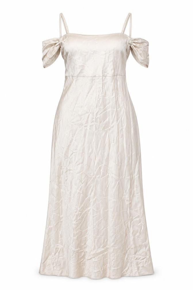 Stylecheat Women’s Beige Off Shoulder Slip Dress Size 12 Long