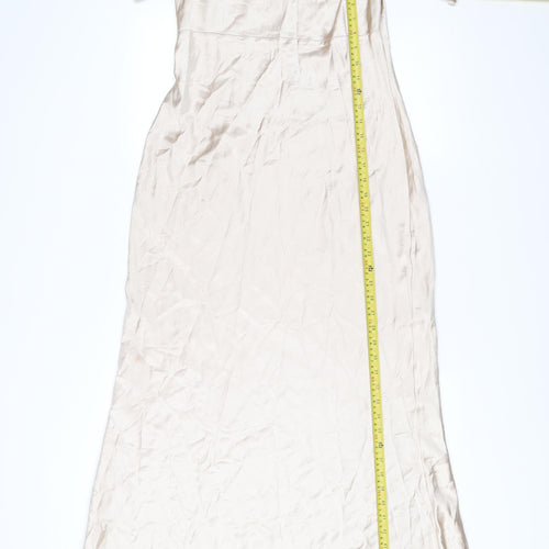 Stylecheat Women’s Beige Off Shoulder Slip Dress Size 12 Long