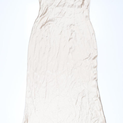 Stylecheat Women’s Beige Off Shoulder Slip Dress Size 12 Long
