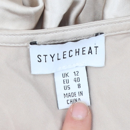 Stylecheat Women’s Beige Off Shoulder Slip Dress Size 12 Long