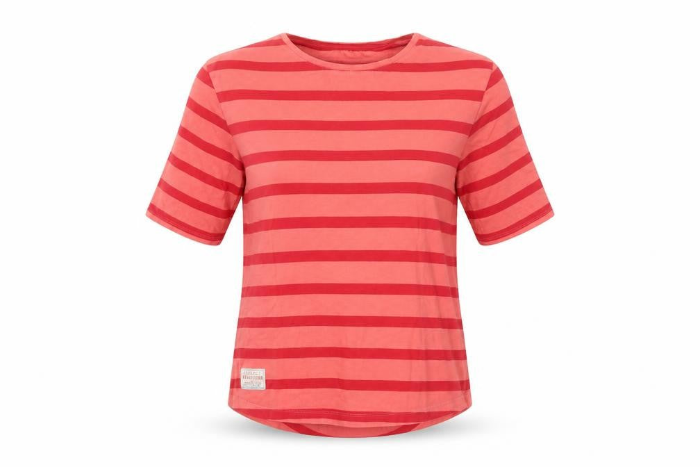 Brakeburn Women’s Red Striped Cotton 3/4 Sleeve Boat Neck T-Shirt Size 10