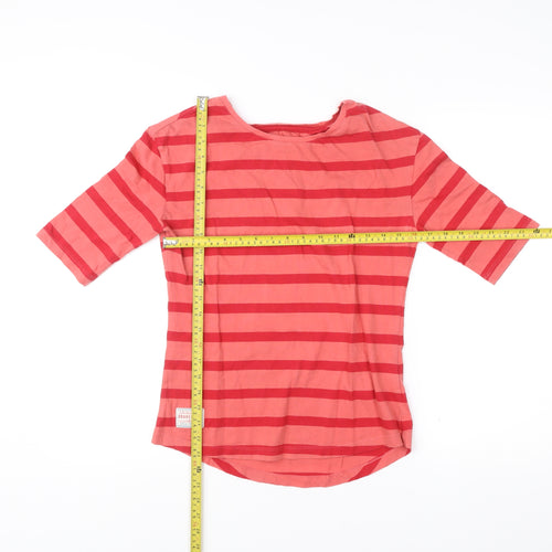 Brakeburn Women’s Red Striped Cotton 3/4 Sleeve Boat Neck T-Shirt Size 10