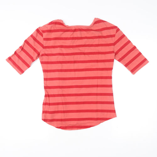 Brakeburn Women’s Red Striped Cotton 3/4 Sleeve Boat Neck T-Shirt Size 10