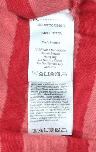 Brakeburn Women’s Red Striped Cotton 3/4 Sleeve Boat Neck T-Shirt Size 10