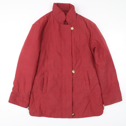 Damart Womens Red Coat Size 14 Mid-Length Lined Overcoat