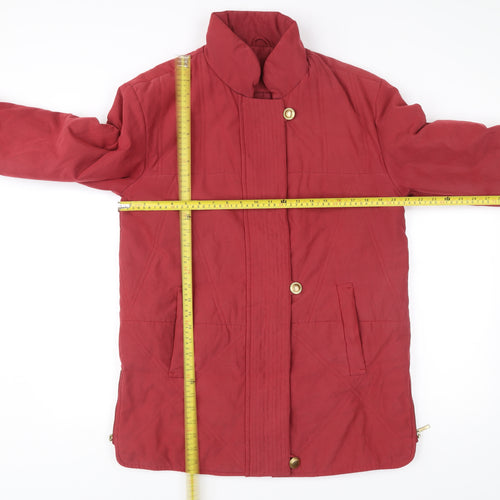 Damart Womens Red Coat Size 14 Mid-Length Lined Overcoat