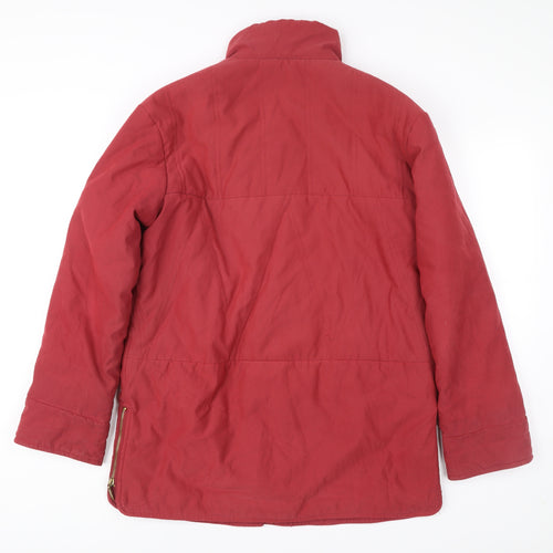 Damart Womens Red Coat Size 14 Mid-Length Lined Overcoat