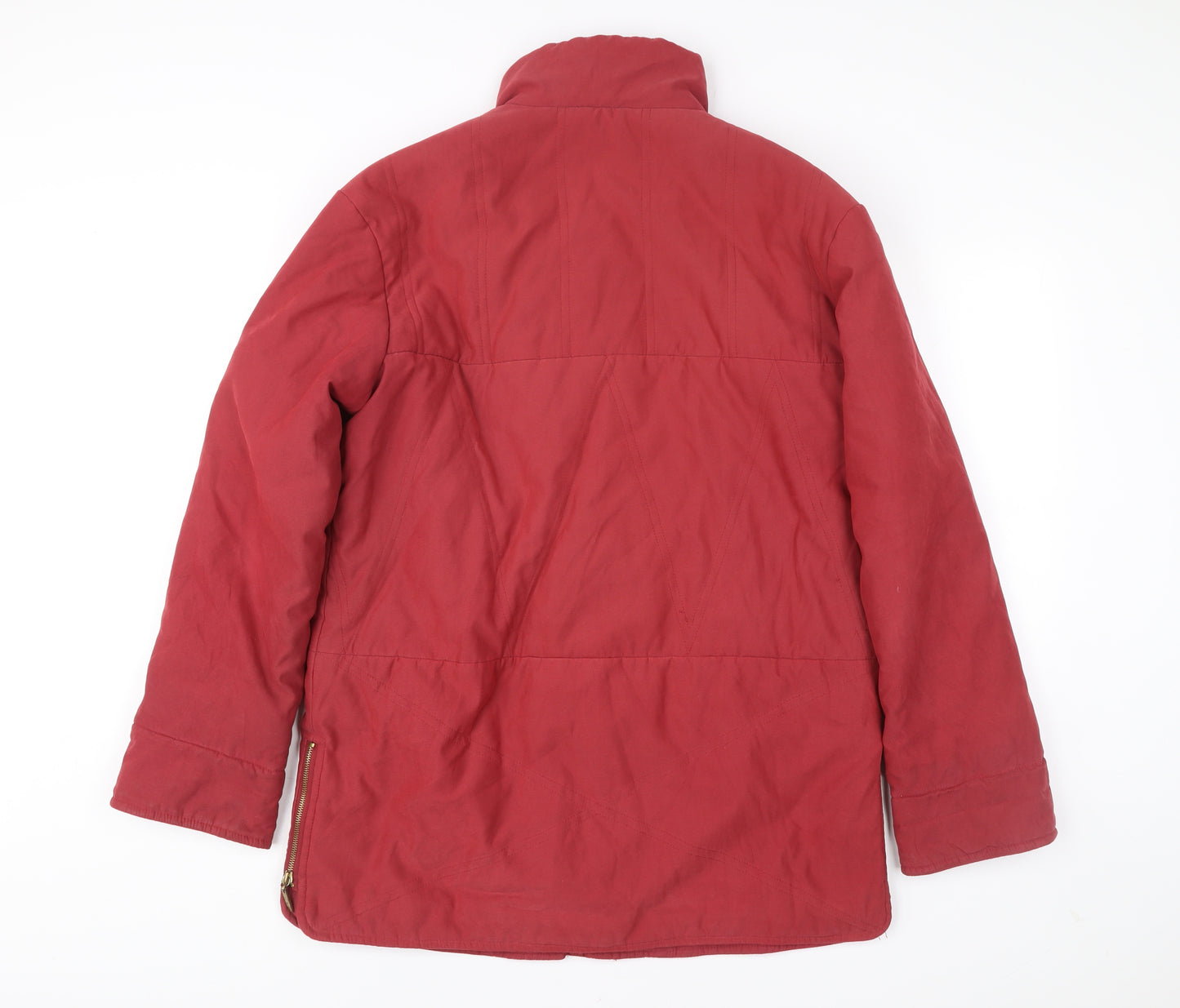 Damart Womens Red Coat Size 14 Mid-Length Lined Overcoat