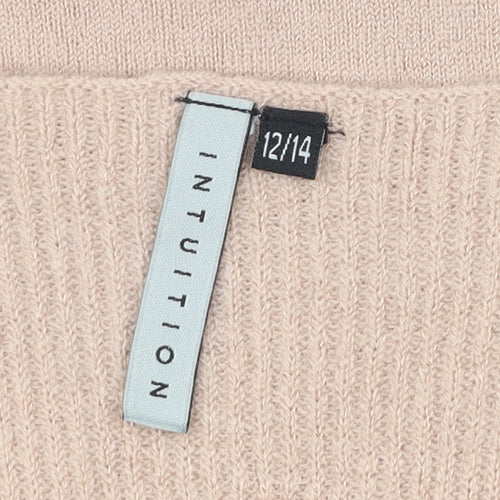 Intuition Womens Beige Jumper Size 12 Crew Neck Long Sleeve Knit