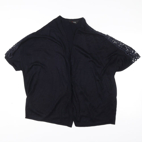Yours Women Black Plus Size 18-20 Crochet Accent Open Short Sleeve Cardigan