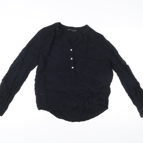 Marks and Spencer Womens Black Viscose Blouse Size 8 Tunic Style