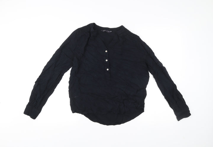 Marks and Spencer Womens Black Viscose Blouse Size 8 Tunic Style