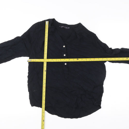 Marks and Spencer Womens Black Viscose Blouse Size 8 Tunic Style