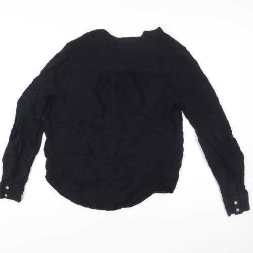 Marks and Spencer Womens Black Viscose Blouse Size 8 Tunic Style
