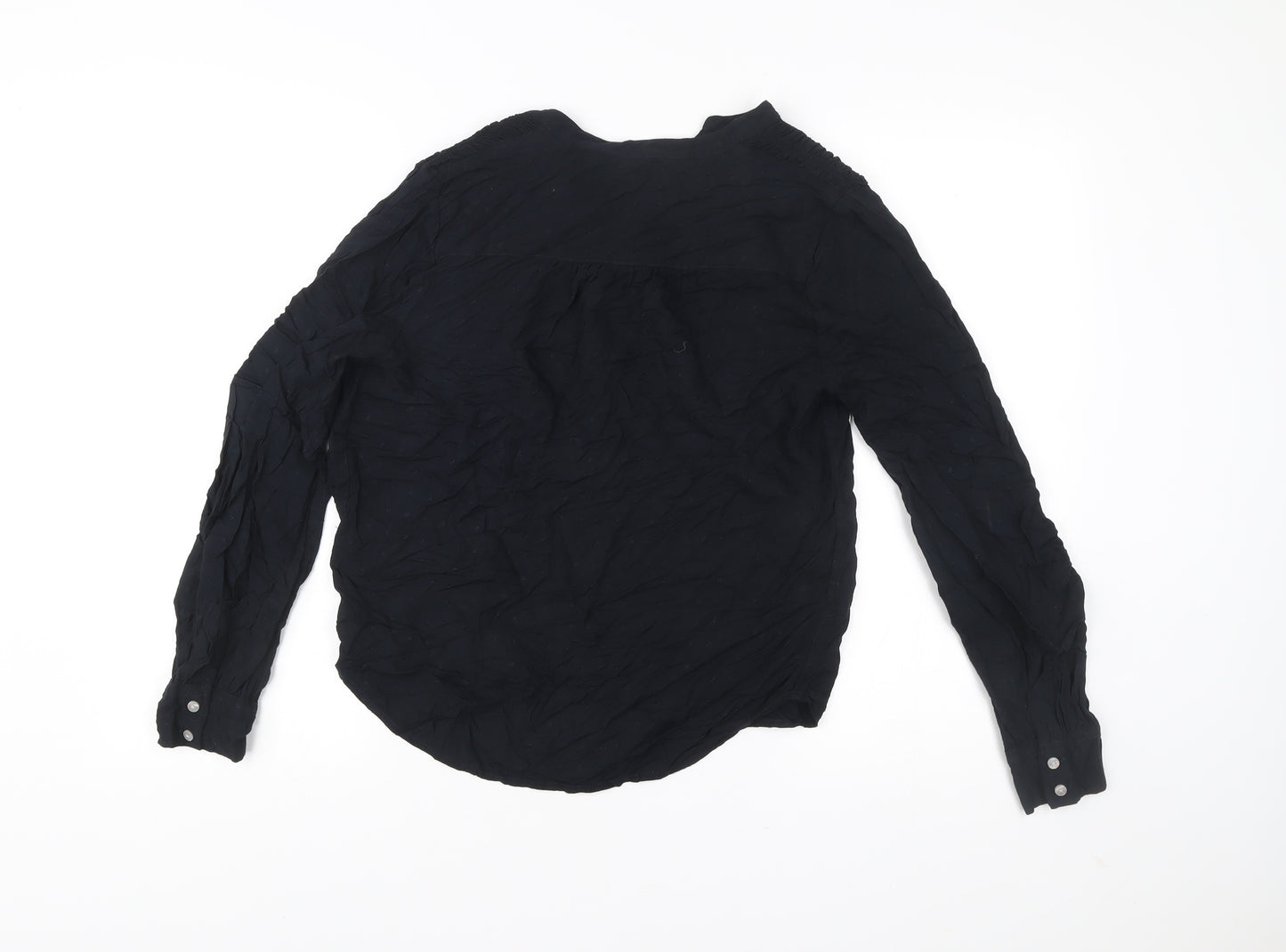 Marks and Spencer Womens Black Viscose Blouse Size 8 Tunic Style
