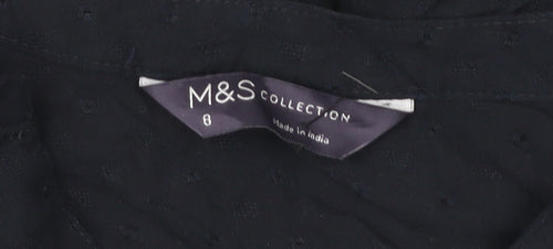 Marks and Spencer Womens Black Viscose Blouse Size 8 Tunic Style