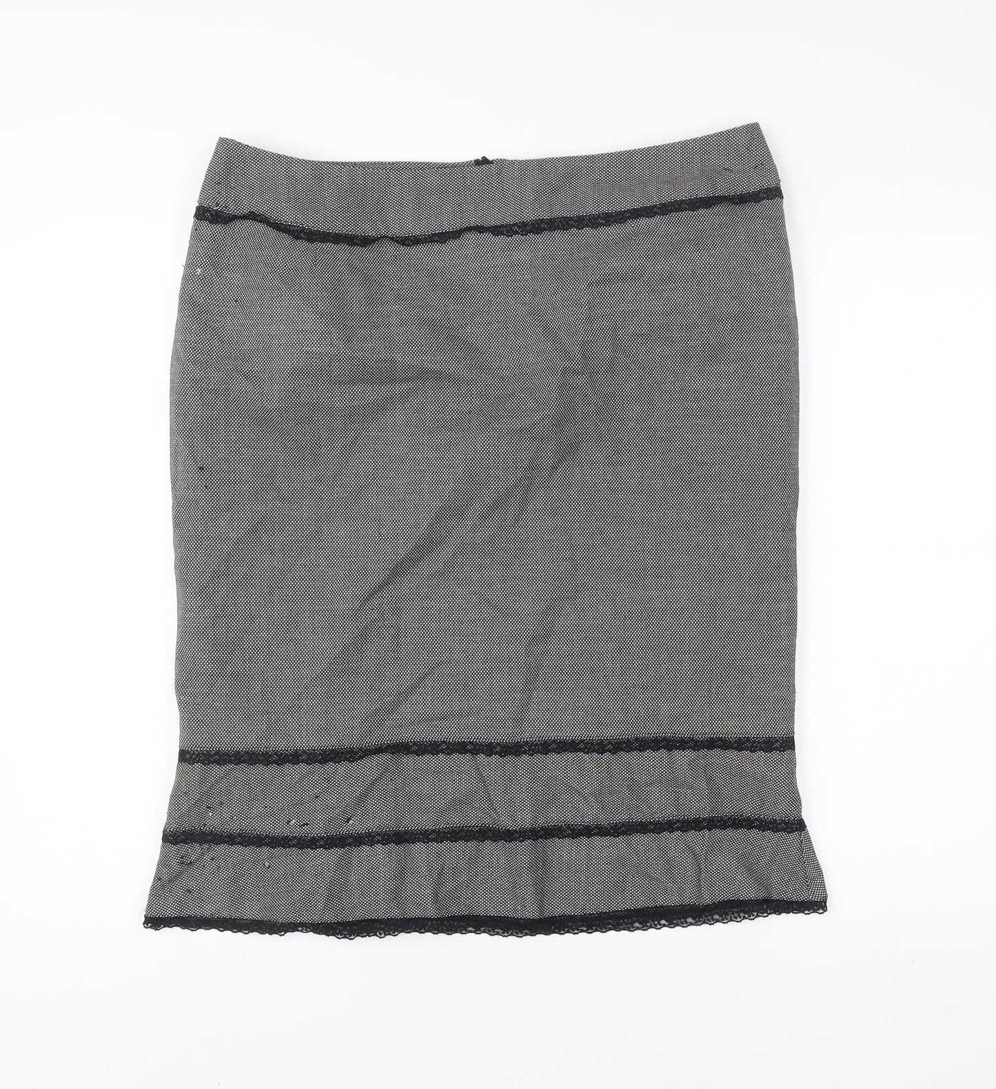 Essential Style Womens Grey Lace Trim Pencil Skirt UK16 Workwear