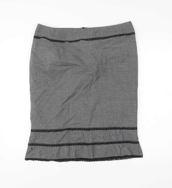 Essential Style Womens Grey Lace Trim Pencil Skirt UK16 Workwear