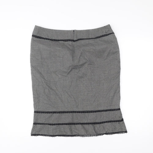 Essential Style Womens Grey Lace Trim Pencil Skirt UK16 Workwear