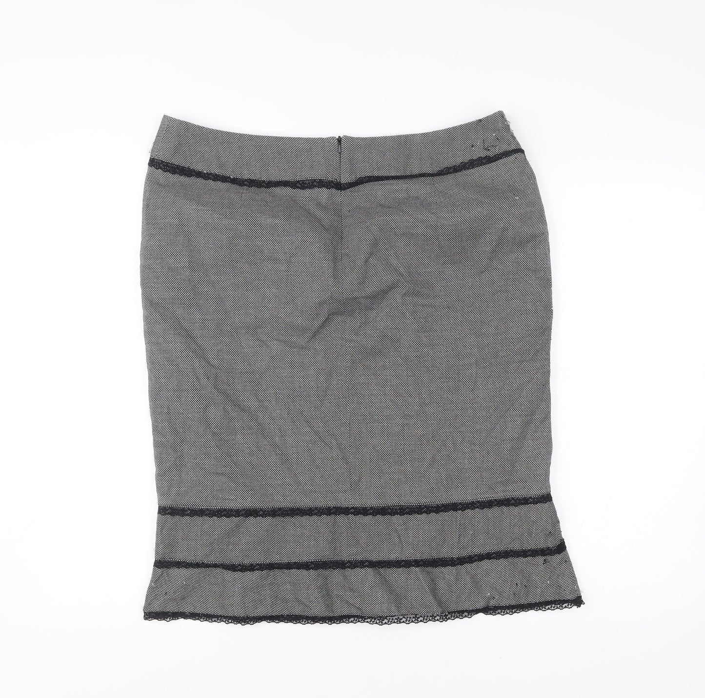 Essential Style Womens Grey Lace Trim Pencil Skirt UK16 Workwear