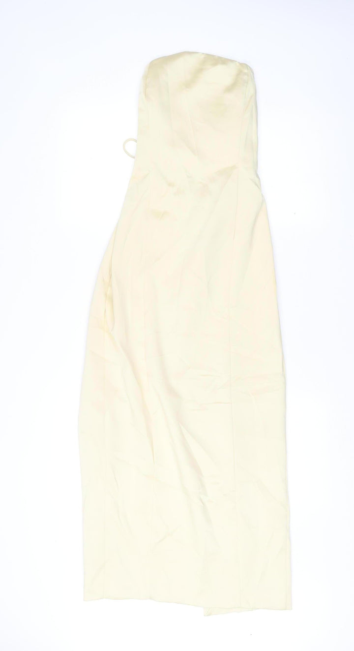Zara Women’s Ivory Strapless Bodycon Midi Dress Size 10
