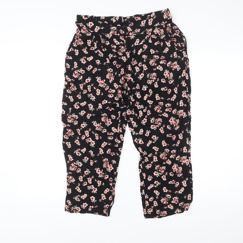 Select Women’s Black Floral Viscose Trousers Size 12 Regular