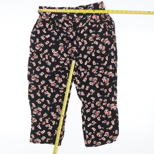 Select Women’s Black Floral Viscose Trousers Size 12 Regular