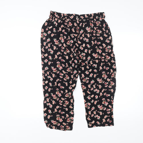 Select Women’s Black Floral Viscose Trousers Size 12 Regular