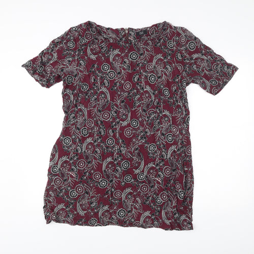 F&F Women’s Red Paisley Shift Dress Size 18 Short Sleeve Scoop Neck