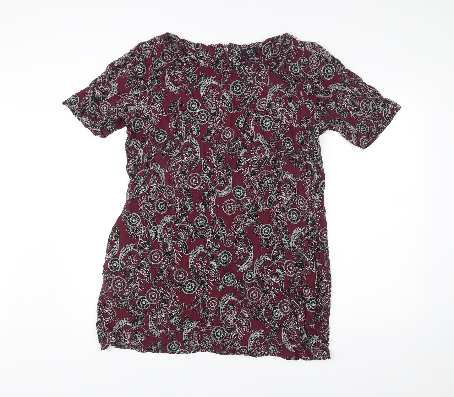 F&F Women’s Red Paisley Shift Dress Size 18 Short Sleeve Scoop Neck