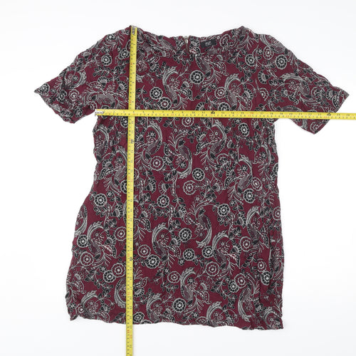 F&F Women’s Red Paisley Shift Dress Size 18 Short Sleeve Scoop Neck