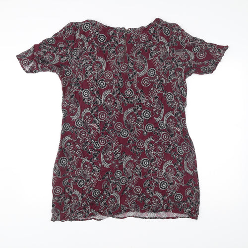 F&F Women’s Red Paisley Shift Dress Size 18 Short Sleeve Scoop Neck