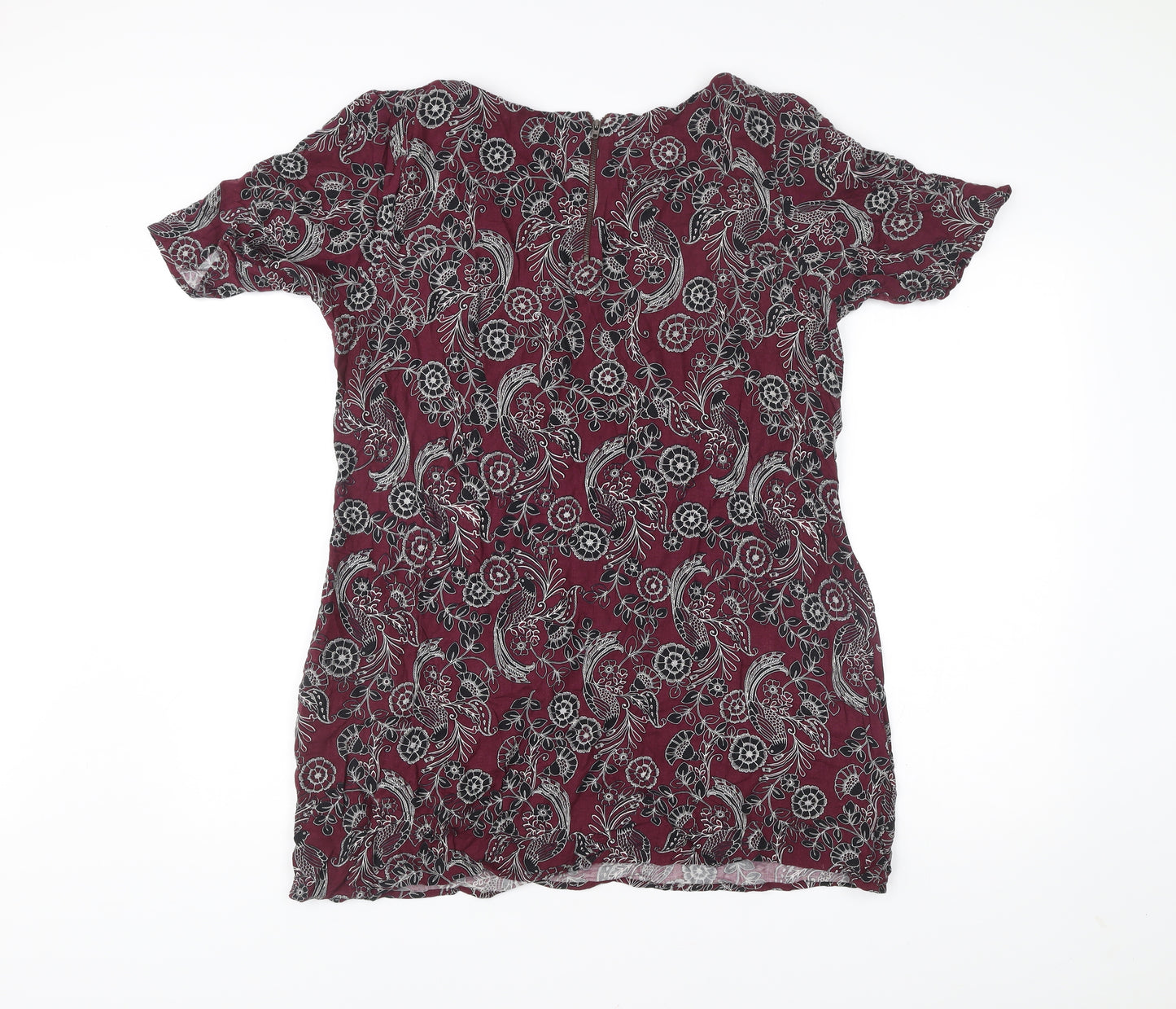 F&F Women’s Red Paisley Shift Dress Size 18 Short Sleeve Scoop Neck