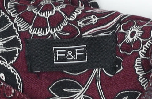 F&F Women’s Red Paisley Shift Dress Size 18 Short Sleeve Scoop Neck