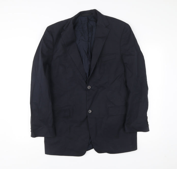 Hugo Boss Men's Blue 40 Blazer Jacket Regular Fit Cotton