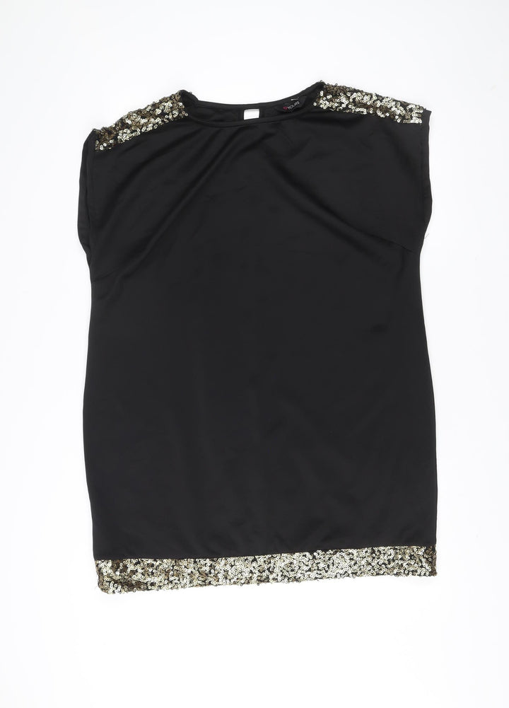 Yours Women Black Sequin Trim Plus Size 18 Shift Dress