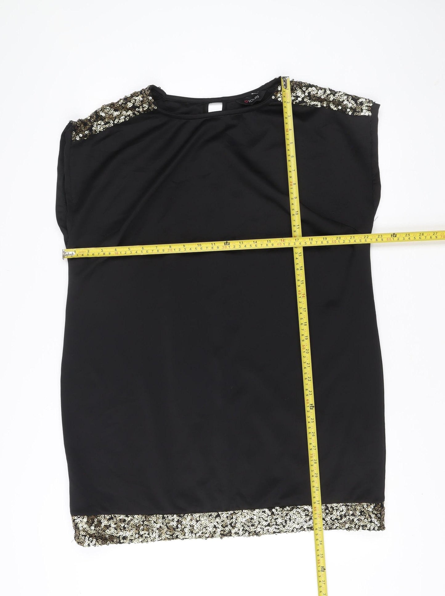 Yours Women Black Sequin Trim Plus Size 18 Shift Dress