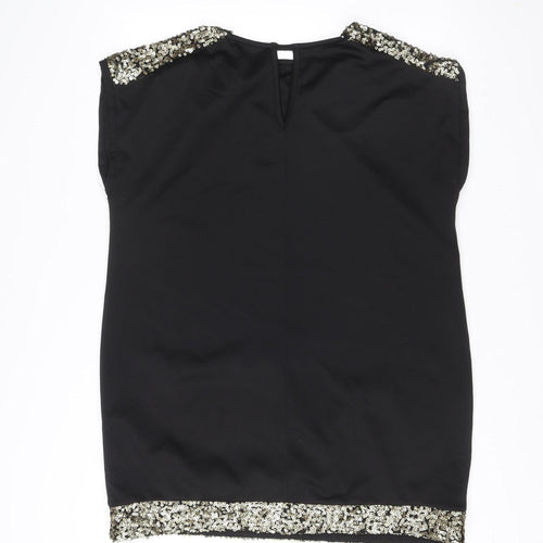 Yours Women Black Sequin Trim Plus Size 18 Shift Dress