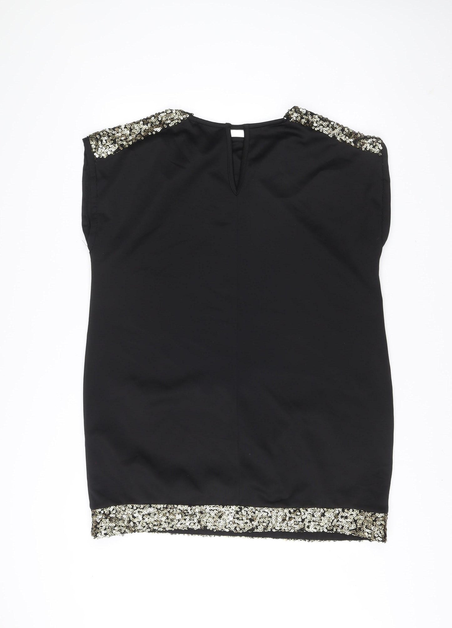 Yours Women Black Sequin Trim Plus Size 18 Shift Dress