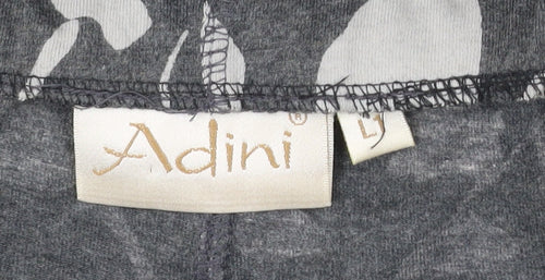 Adini Women’s Grey Floral Cotton A-Line Skirt Size L Knee Length