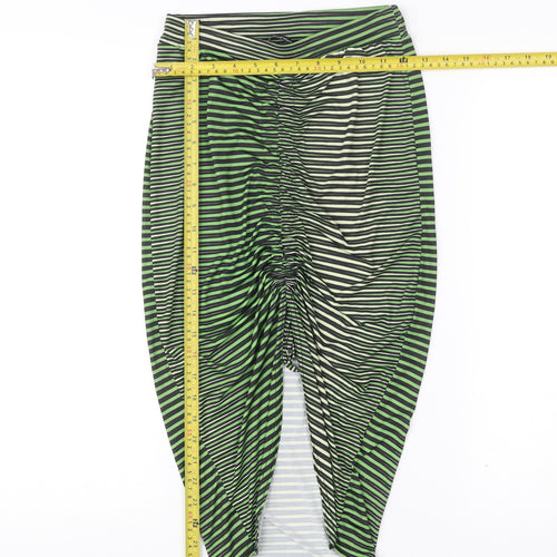 Boohoo Women’s Green Black Striped Tulip Midi Skirt Size 8