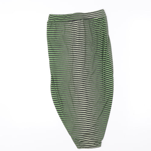 Boohoo Women’s Green Black Striped Tulip Midi Skirt Size 8