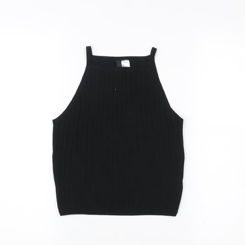 H&M Women’s Black Knit Halter Tank Top Slim Fit Size S