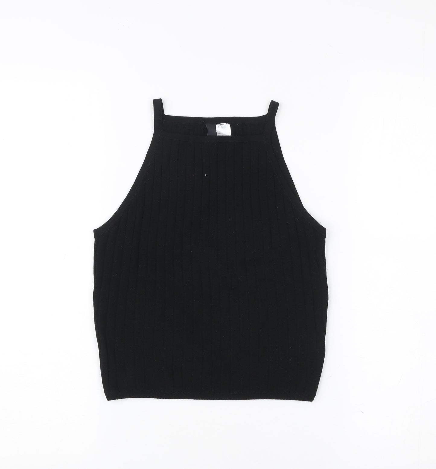 H&M Women’s Black Knit Halter Tank Top Slim Fit Size S
