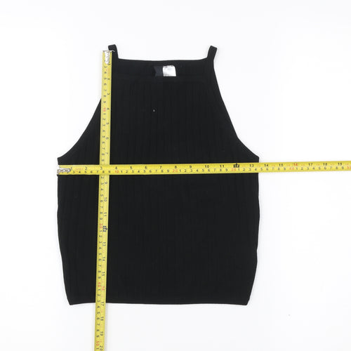 H&M Women’s Black Knit Halter Tank Top Slim Fit Size S
