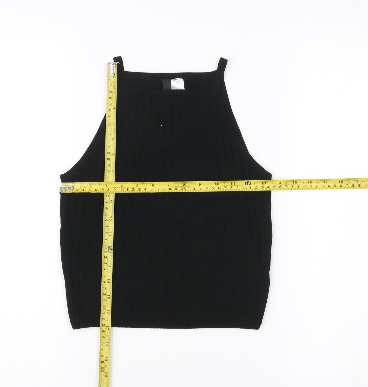 H&M Women’s Black Knit Halter Tank Top Slim Fit Size S