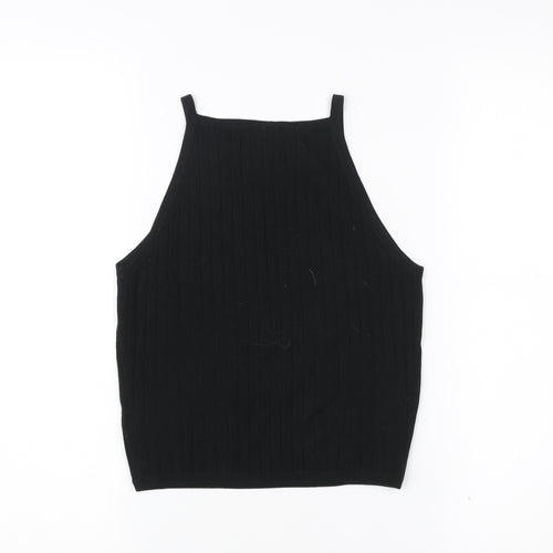 H&M Women’s Black Knit Halter Tank Top Slim Fit Size S