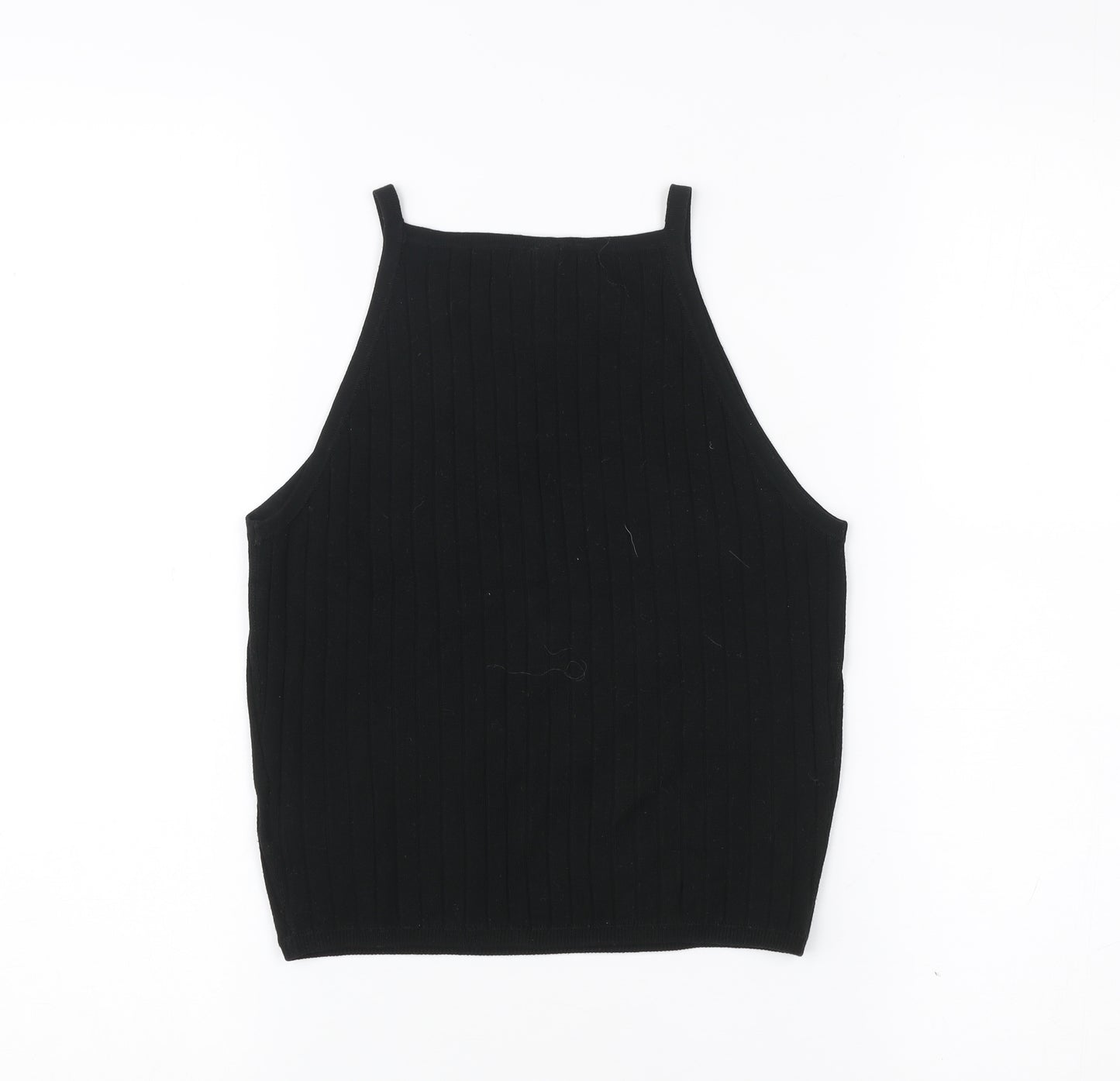 H&M Women’s Black Knit Halter Tank Top Slim Fit Size S
